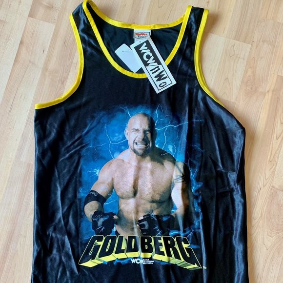 Vintage 90's WCW NWO Bill Goldberg Novel Teez Jersey Tank Muscle Shirt - Picture 1 of 4